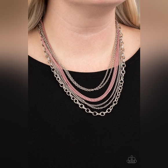 paparazzi Jewelry - Intensely Industrial Pink Necklace